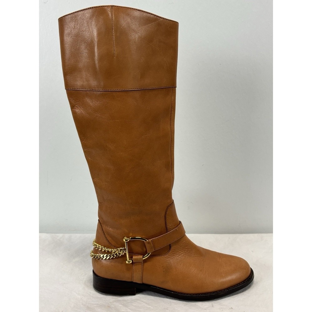 Lauren Ralph Lauren Jacques Chain Riding Boots Women's 6 B Cognac Leather